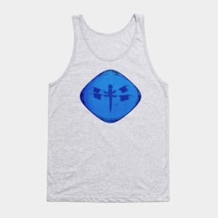 Dragonfly Dragon's Eye on Blue Hexagonal Bubblewrap Pattern Tank Top